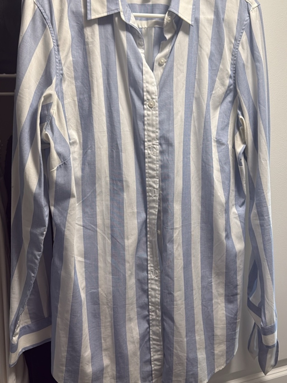 Banana Republic Riley Blue/White Striped Button-Up Shirt Size 14 Tall